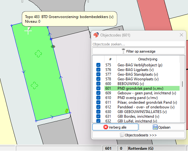 Geselecteerd object waarvan de objectcode overgenomen moet worden.
